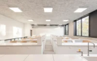 A science laboratory at College Cardinal Mercier by LT2A and OPEN ARCHITECTES