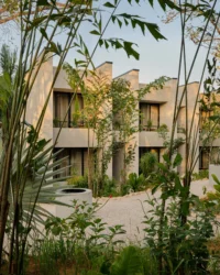 Guest room volumes among the bamboo at Esh Hotel and Spa