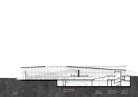 Long section through Gochang Hwang Yunseok Library by Hyunjoon Yoo + Partners