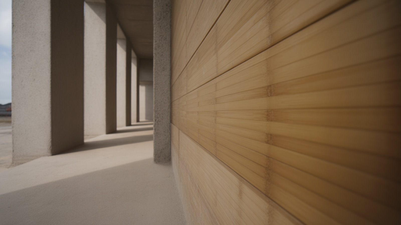Close-up of a bamboo panel wall surface showing grain and node lines