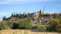 Arcosanti, Paolo Soleri's arcology prototype: concrete vaults on the edge of a mesa in the Arizona desert