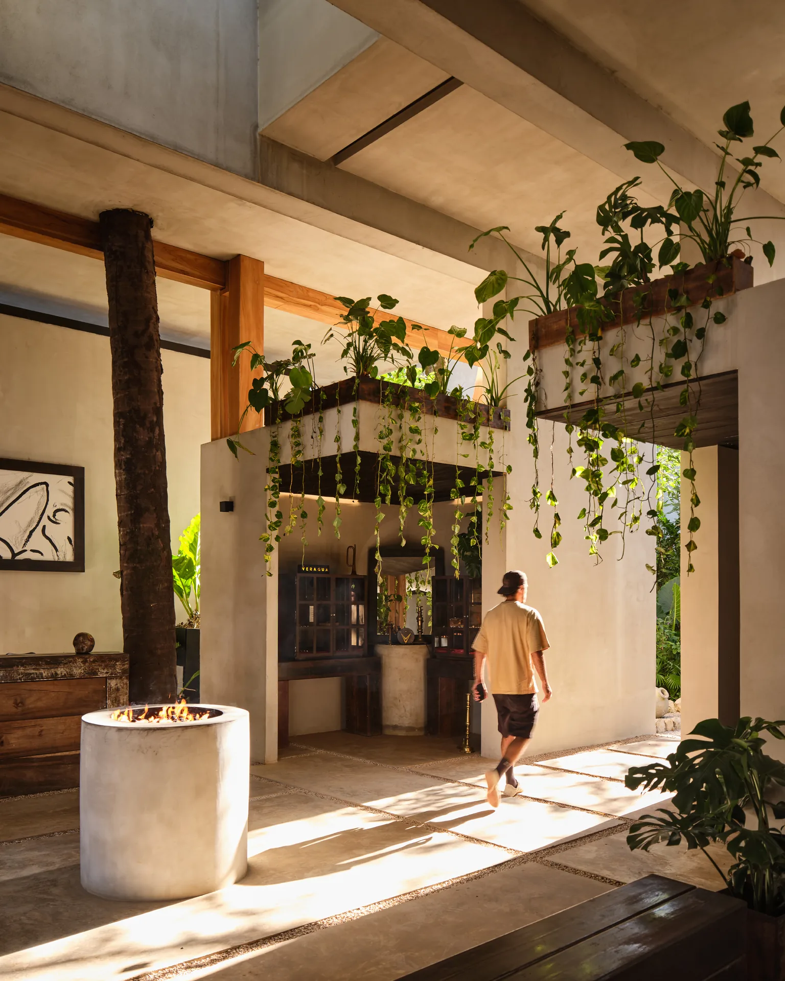 Exterior circulation between the volumes at Esh Hotel and Spa