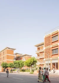 Students passing UCAD Dakar Student Housing by Hardel Le Bihan Architectes