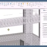 Revit 3D view of reinforced beams and a column beside an Argus chat panel with a rebar verification checklist