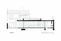 Section through the courtyard, new wing and existing house
