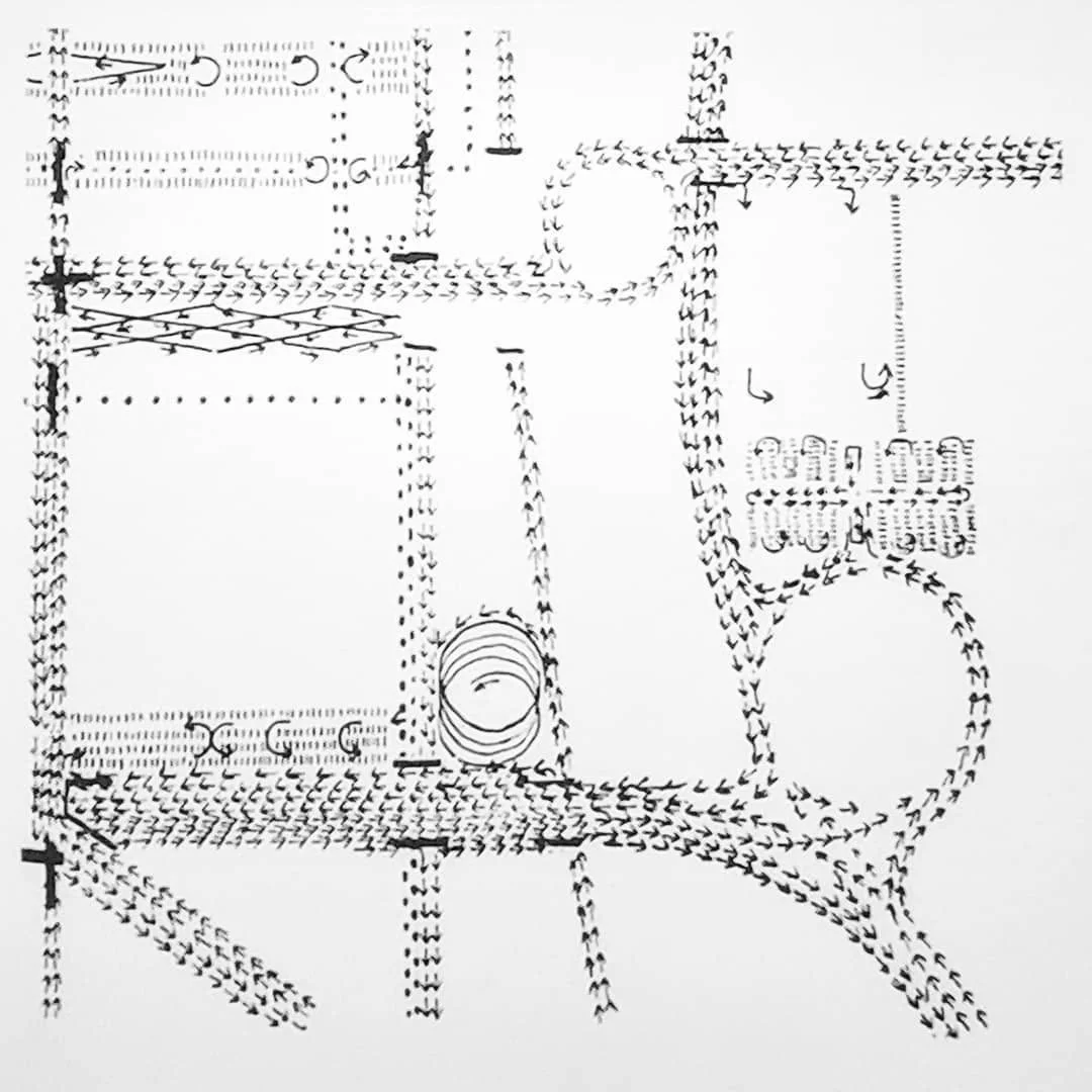 Louis Kahn movement study of Philadelphia using dotted arrow patterns to read traffic and pedestrian circulation