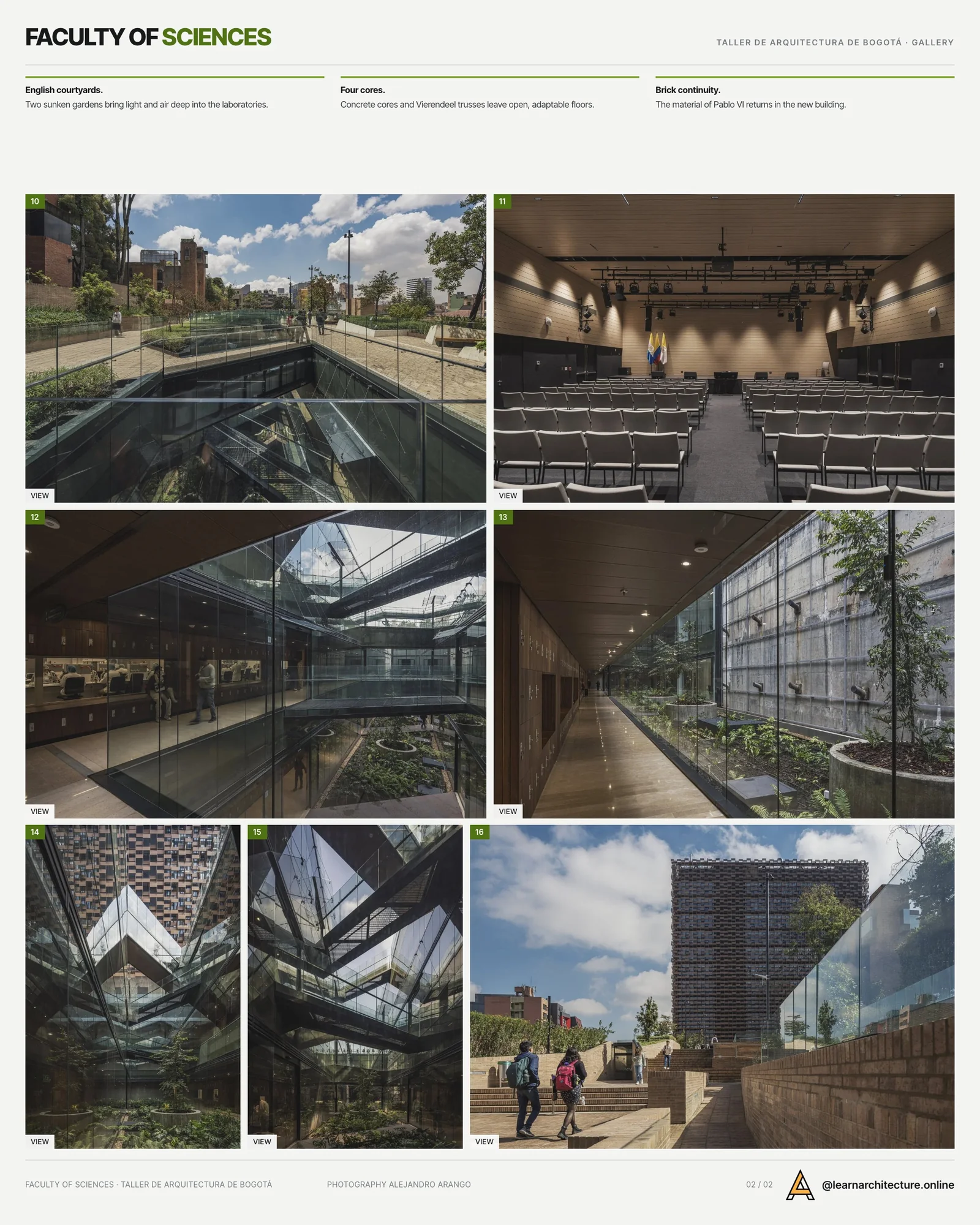 Second presentation board sheet for Faculty of Sciences - Pontifical Xavierian University by taller de arquitectura de bogotá, laying out the project drawings and images on one page