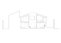 Cross section through the gable roof, courtyard and two floors
