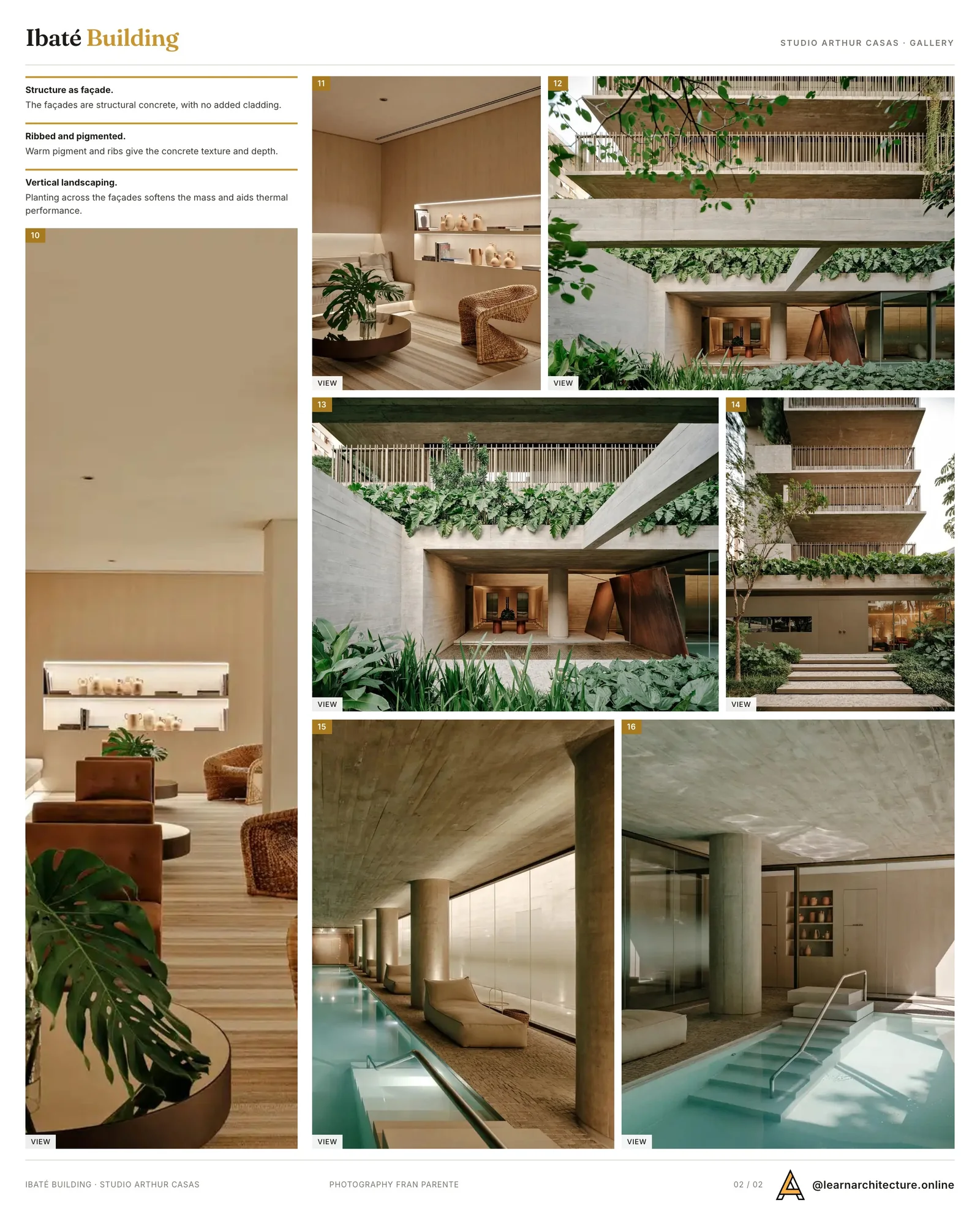 Second presentation board sheet for Ibaté Building by Studio Arthur Casas, laying out the project drawings and images on one page