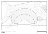 Roof plan of the reception showing the crescent shaped shingled roof