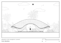 Front elevation of the reception with its low arched opening