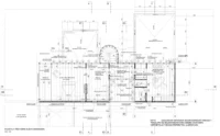 Upper floor plan of the new timber volume set across the original wings, Los Navegantes House