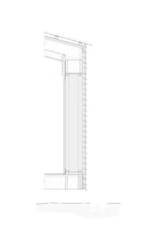 Wall section detail through the straw panel envelope and raised floor, The Yakisugi Cabin