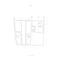 Ground floor plan of the farmhouse and former barn
