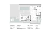 Main floor plan showing the social rooms, terraces and the pool on the plot, Vista House by Studio Gontijo Arquitetura