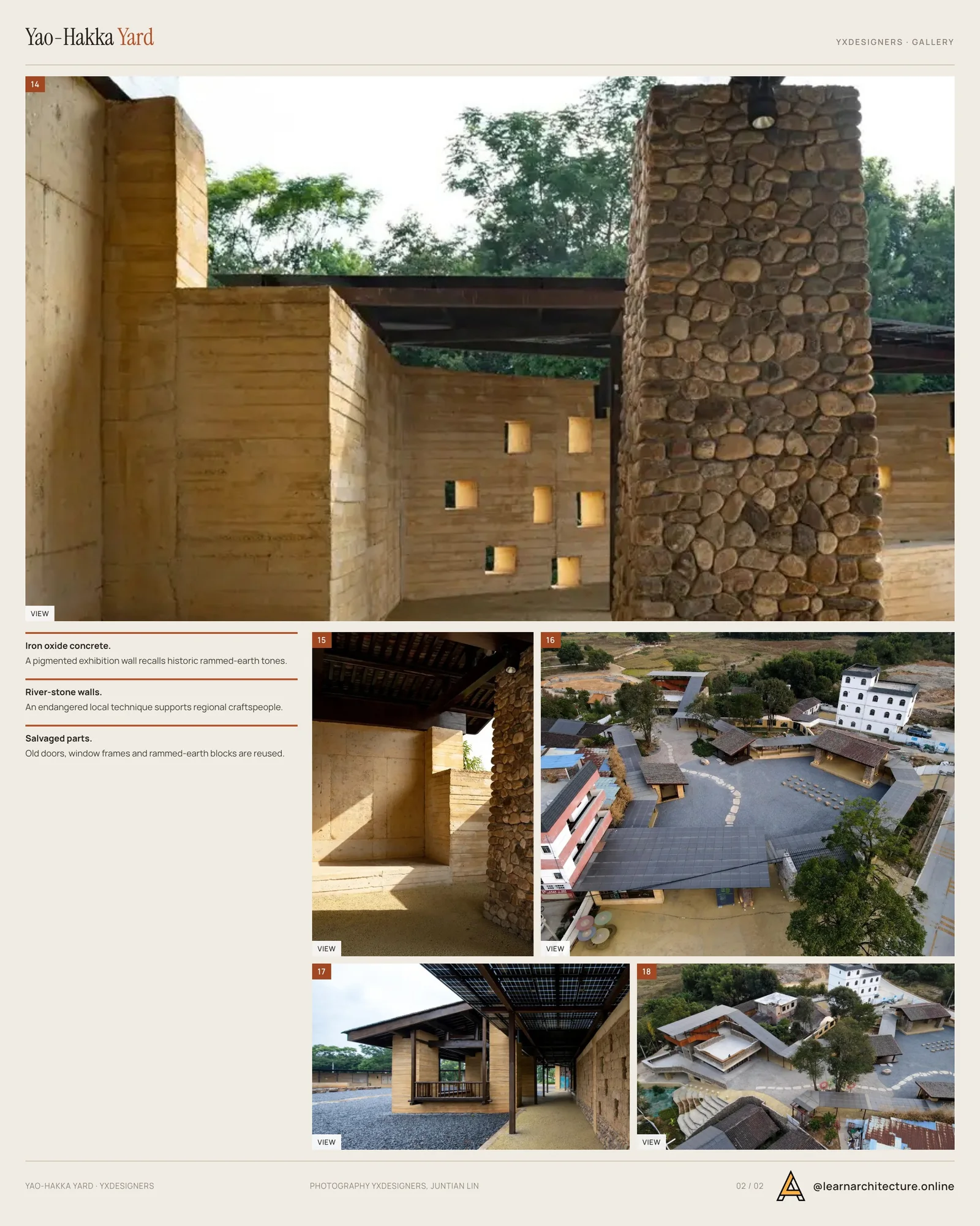 Second presentation board sheet for Yao-Hakka Yard by YXDesigners, laying out the project drawings and images on one page
